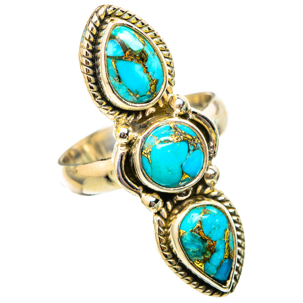 Blue Copper Composite Turquoise Rings handcrafted by Ana Silver Co - RING116231 - Photo 2