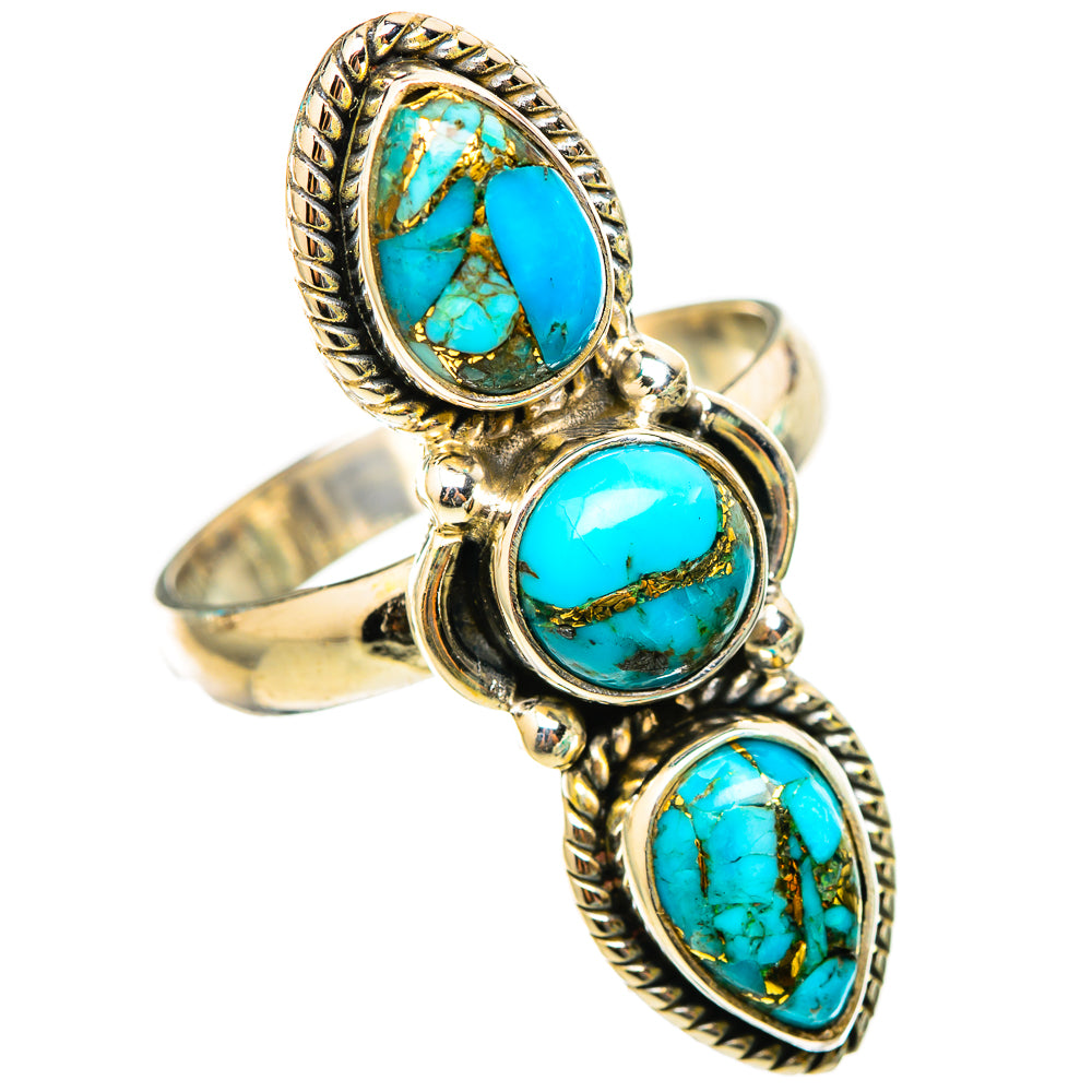 Blue Copper Composite Turquoise Rings handcrafted by Ana Silver Co - RING116257 - Photo 2