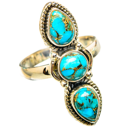 Blue Copper Composite Turquoise Rings handcrafted by Ana Silver Co - RING116280 - Photo 2