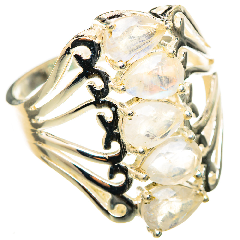 Rainbow Moonstone Rings handcrafted by Ana Silver Co - RING116297 - Photo 2
