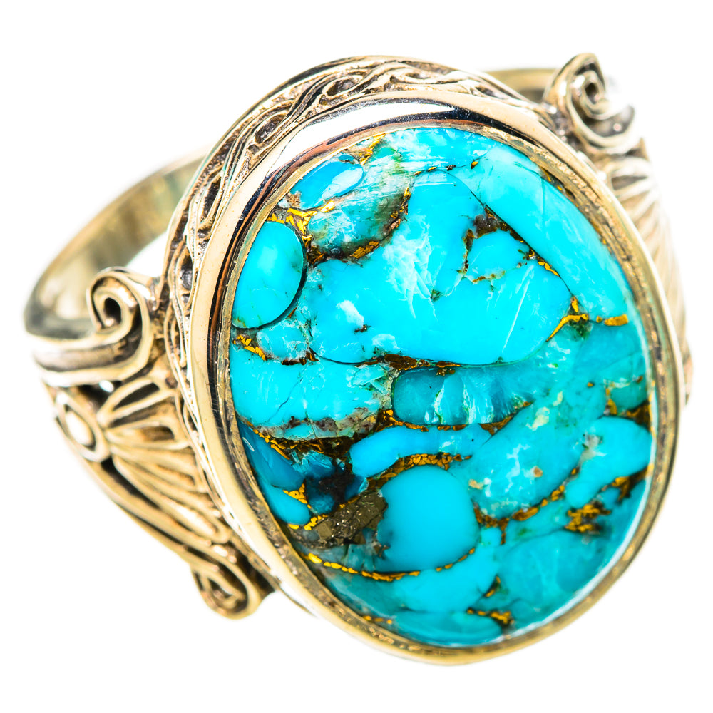Blue Copper Composite Turquoise Rings handcrafted by Ana Silver Co - RING116318 - Photo 2