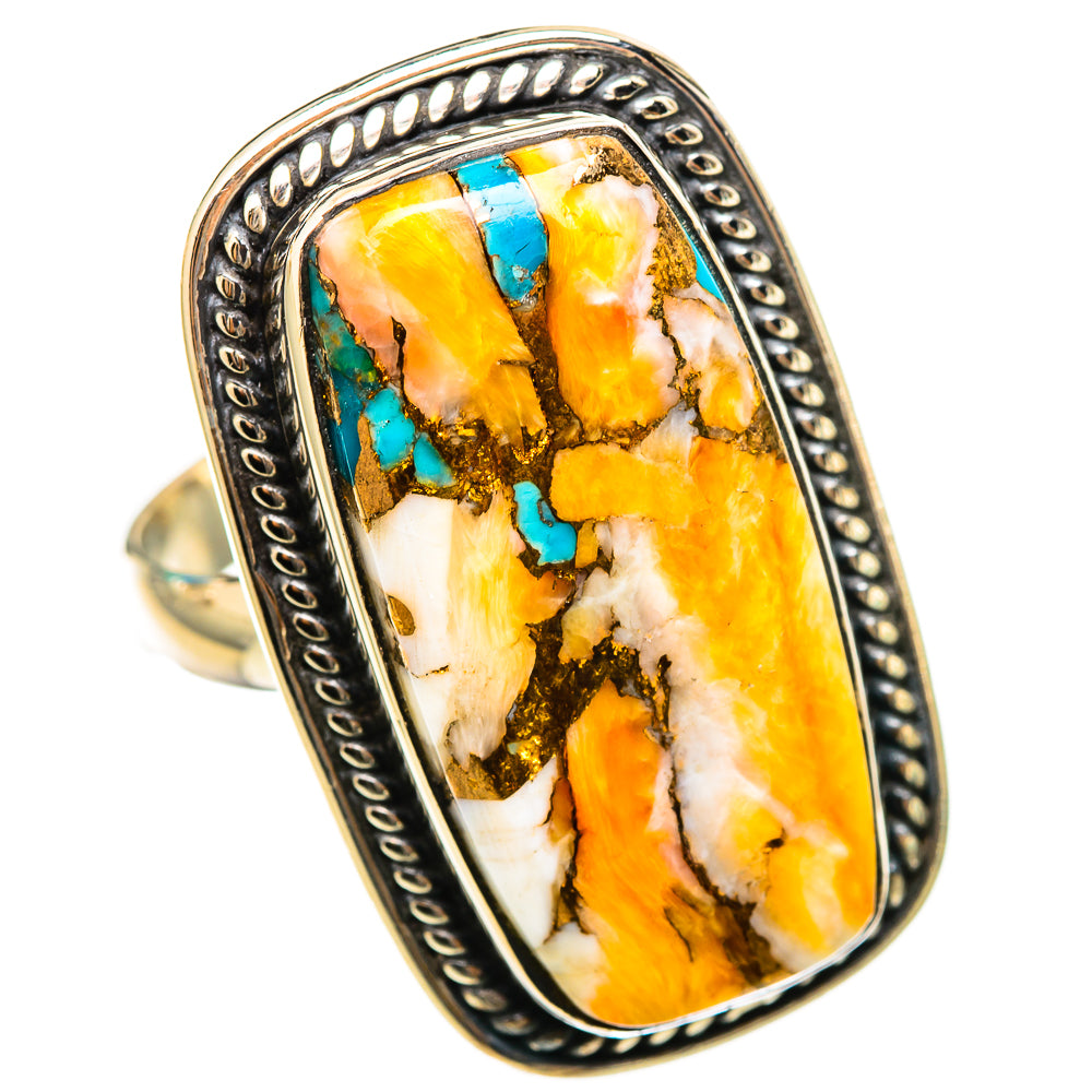 Spiny Oyster Turquoise Rings handcrafted by Ana Silver Co - RING116324 - Photo 2