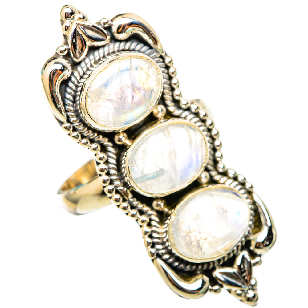 Rainbow Moonstone Rings handcrafted by Ana Silver Co - RING116331 - Photo 2