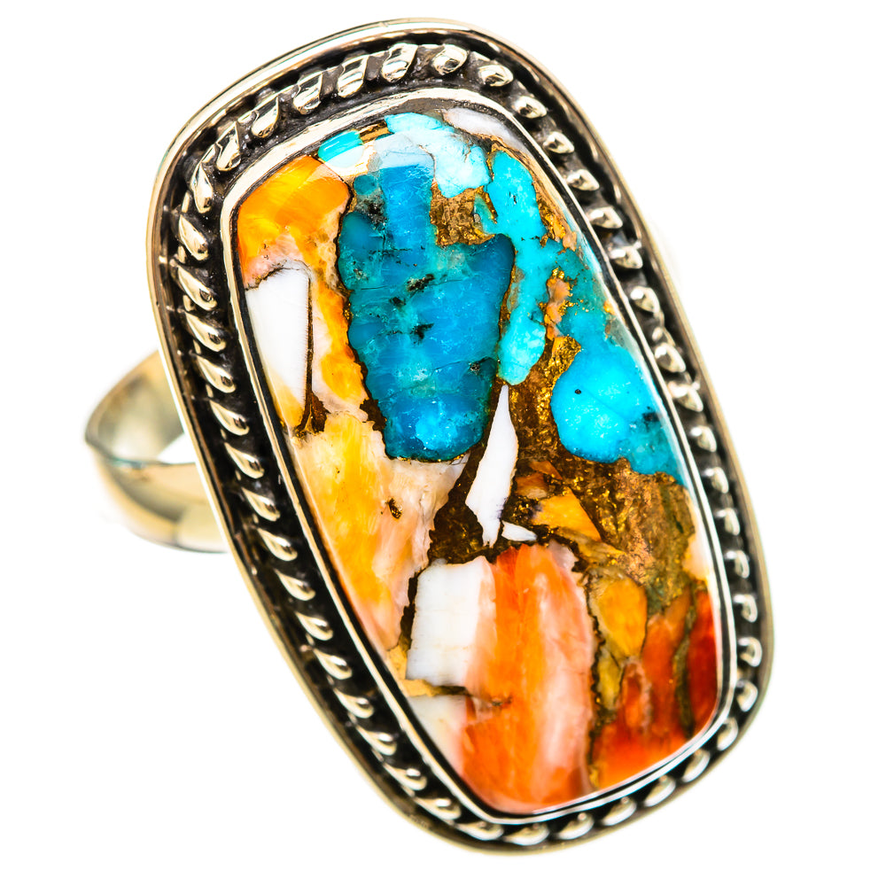 Spiny Oyster Turquoise Rings handcrafted by Ana Silver Co - RING116333 - Photo 2