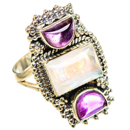 Rainbow Moonstone, Amethyst Rings handcrafted by Ana Silver Co - RING116354 - Photo 2