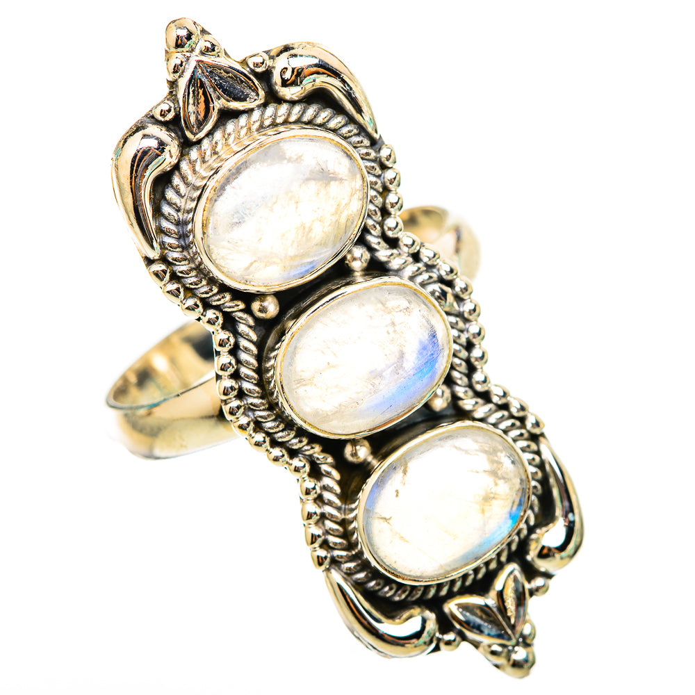 Rainbow Moonstone Rings handcrafted by Ana Silver Co - RING116357 - Photo 2