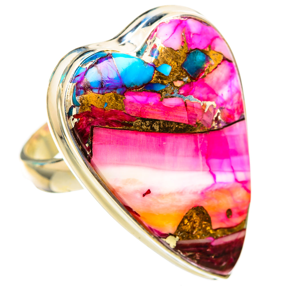 Kingman Pink Dahlia Turquoise Rings handcrafted by Ana Silver Co - RING116387 - Photo 2
