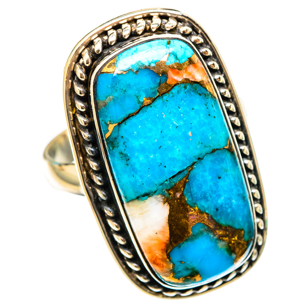 Spiny Oyster Turquoise Rings handcrafted by Ana Silver Co - RING116430 - Photo 2