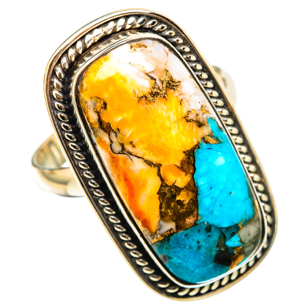 Spiny Oyster Turquoise Rings handcrafted by Ana Silver Co - RING116447 - Photo 2