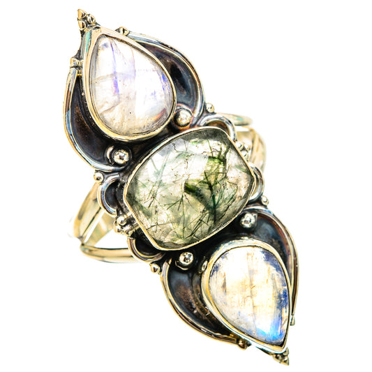 Tourmalinated Quartz, Rainbow Moonstone Rings handcrafted by Ana Silver Co - RING116464 - Photo 2
