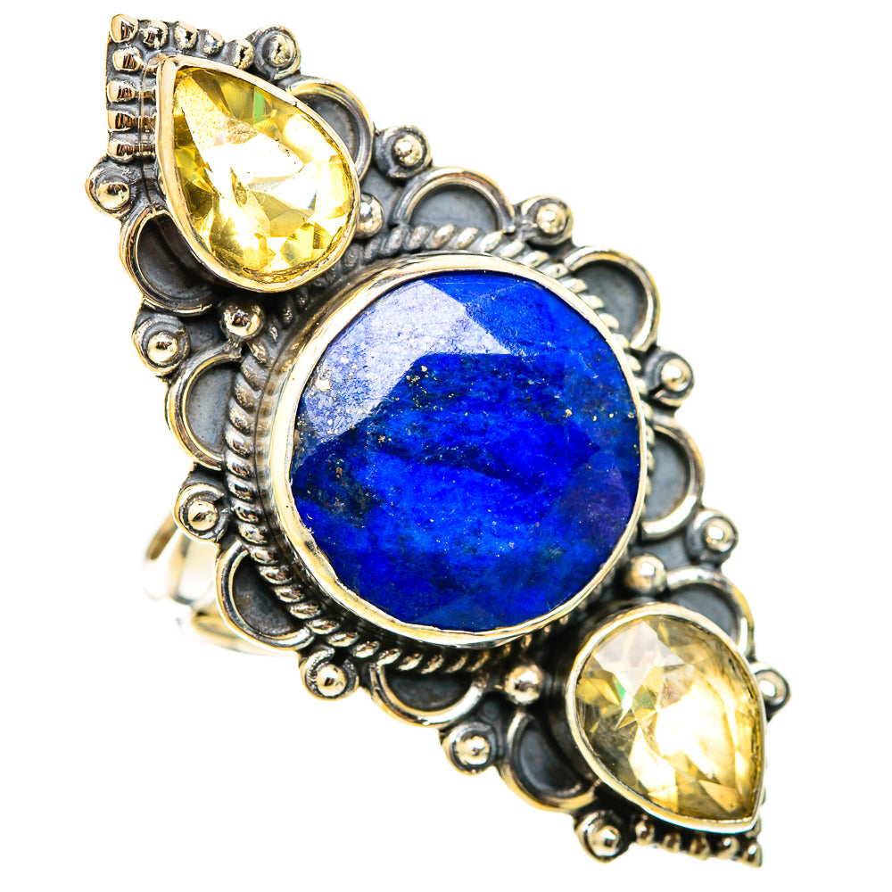 Lapis Lazuli, Citrine Rings handcrafted by Ana Silver Co - RING116482 - Photo 2