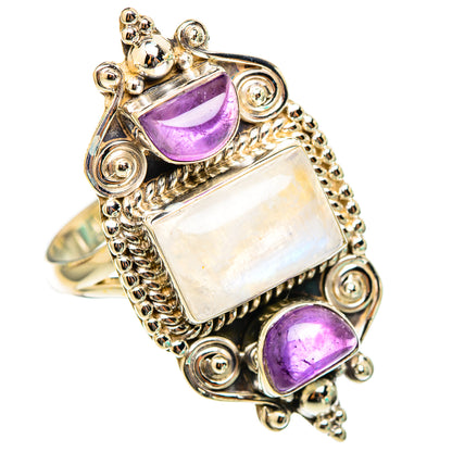 Rainbow Moonstone, Amethyst Rings handcrafted by Ana Silver Co - RING116489 - Photo 2