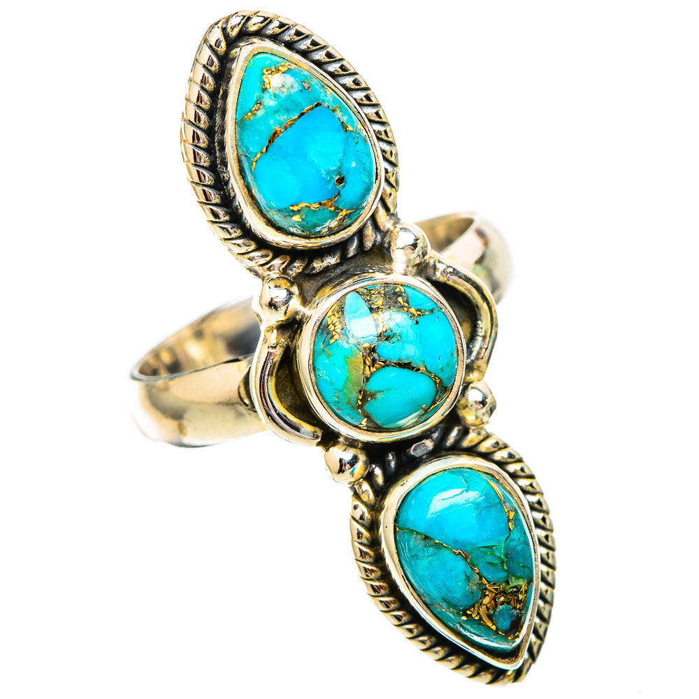 Blue Copper Composite Turquoise Rings handcrafted by Ana Silver Co - RING116508 - Photo 2