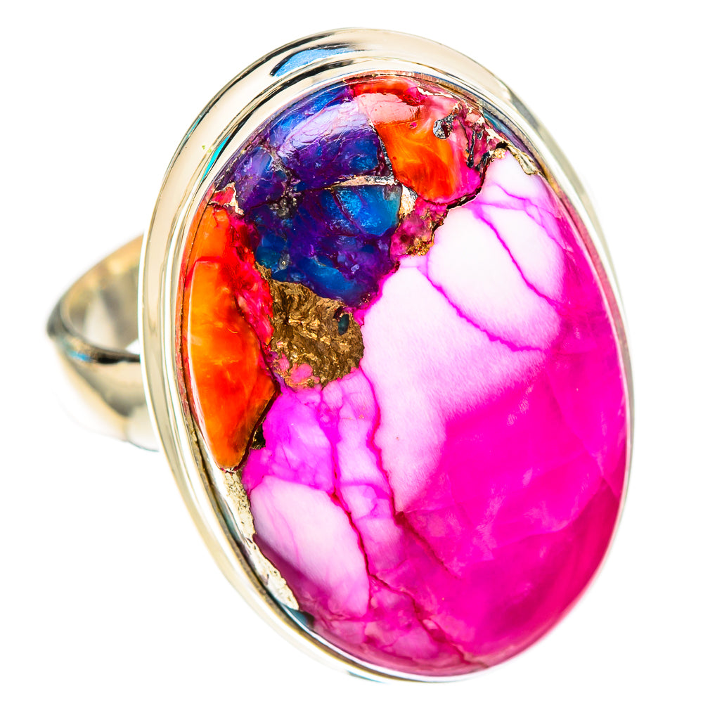 Kingman Pink Dahlia Turquoise Rings handcrafted by Ana Silver Co - RING116533 - Photo 2
