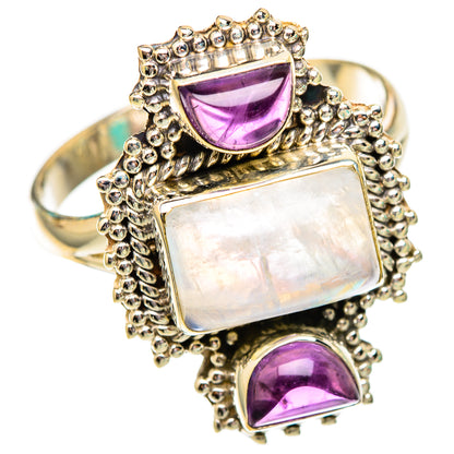 Rainbow Moonstone, Amethyst Rings handcrafted by Ana Silver Co - RING116555 - Photo 2