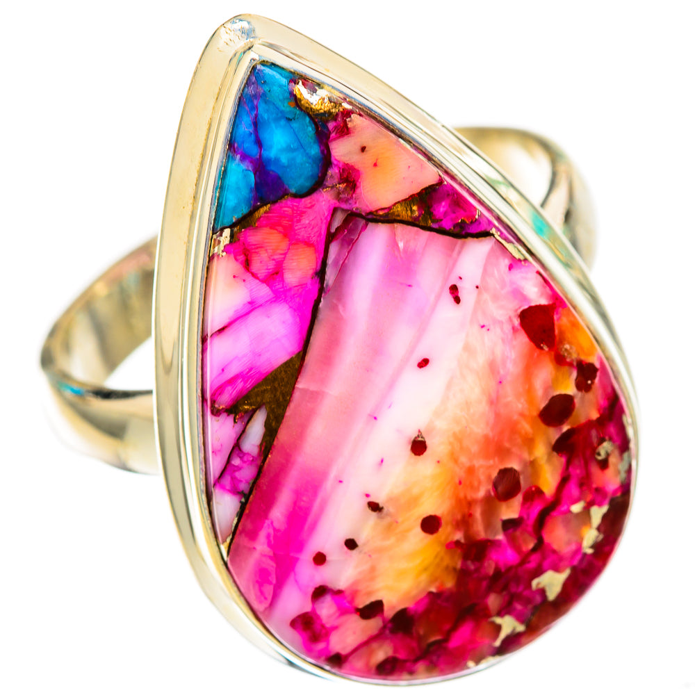 Kingman Pink Dahlia Turquoise Rings handcrafted by Ana Silver Co - RING116565 - Photo 2