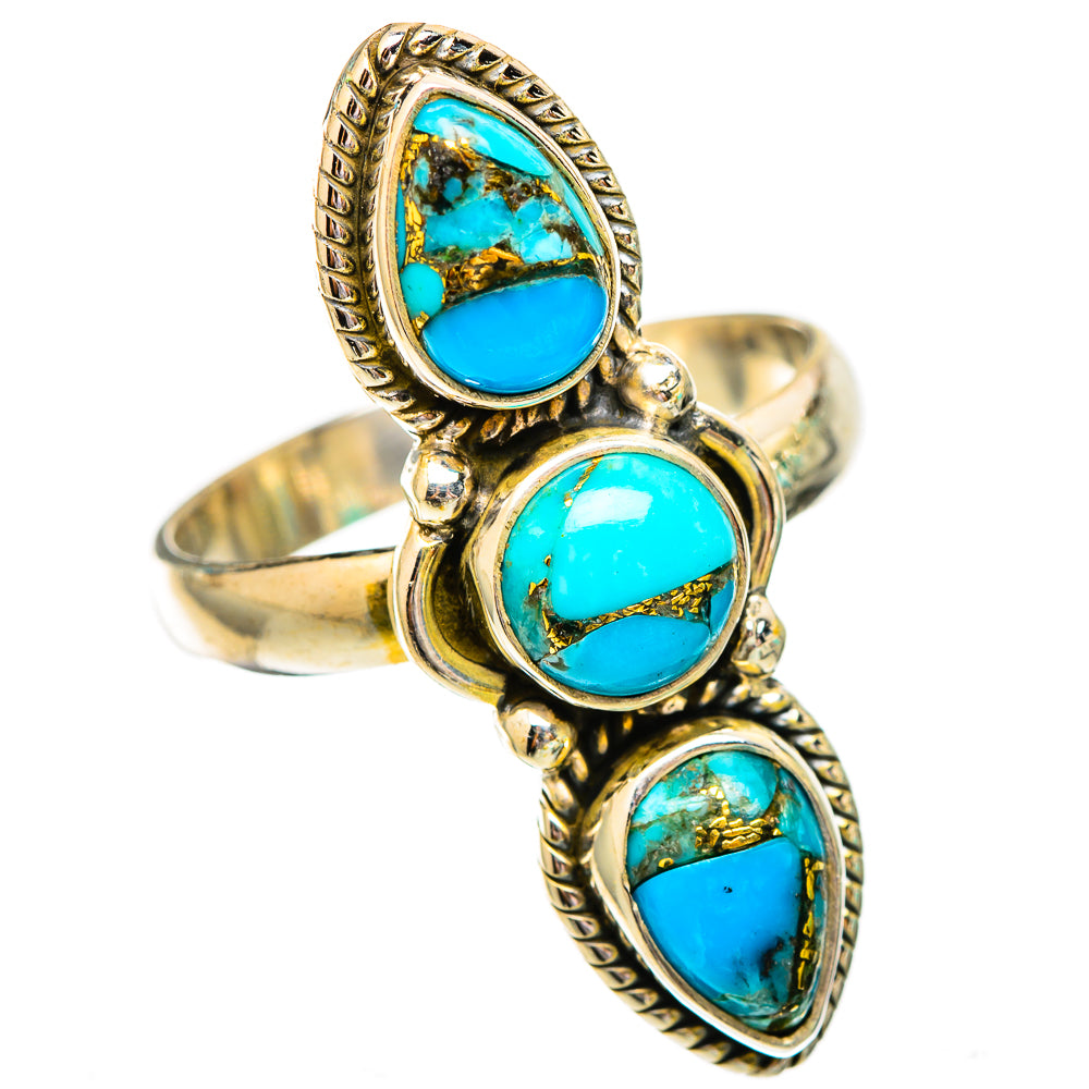 Blue Copper Composite Turquoise Rings handcrafted by Ana Silver Co - RING116575 - Photo 2
