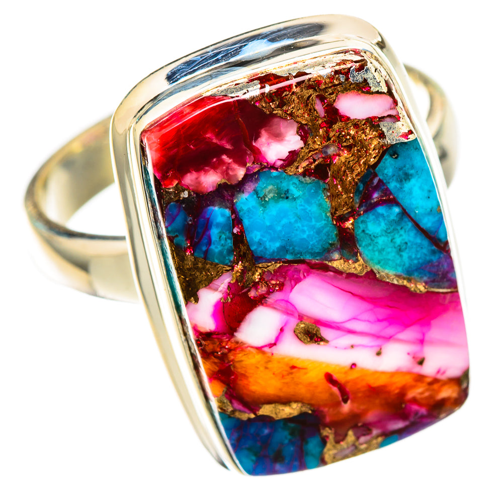 Kingman Pink Dahlia Turquoise Rings handcrafted by Ana Silver Co - RING116599 - Photo 2