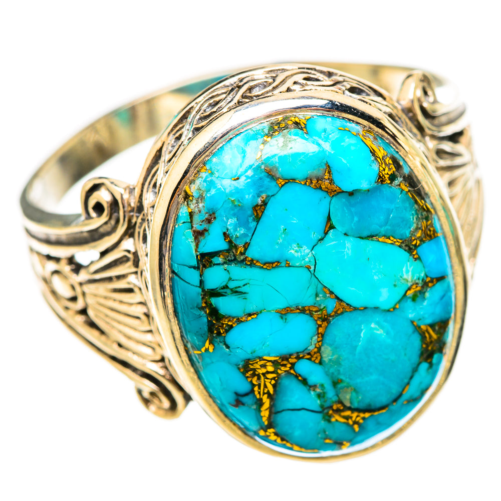 Blue Copper Composite Turquoise Rings handcrafted by Ana Silver Co - RING116615 - Photo 2