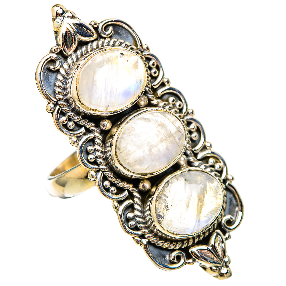 Rainbow Moonstone Rings handcrafted by Ana Silver Co - RING116633 - Photo 2