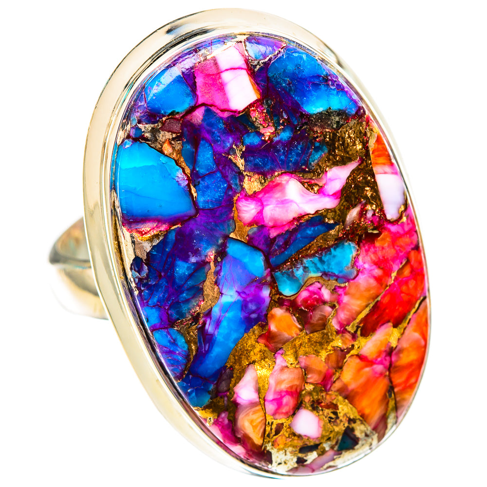 Kingman Pink Dahlia Turquoise Rings handcrafted by Ana Silver Co - RING116637 - Photo 2