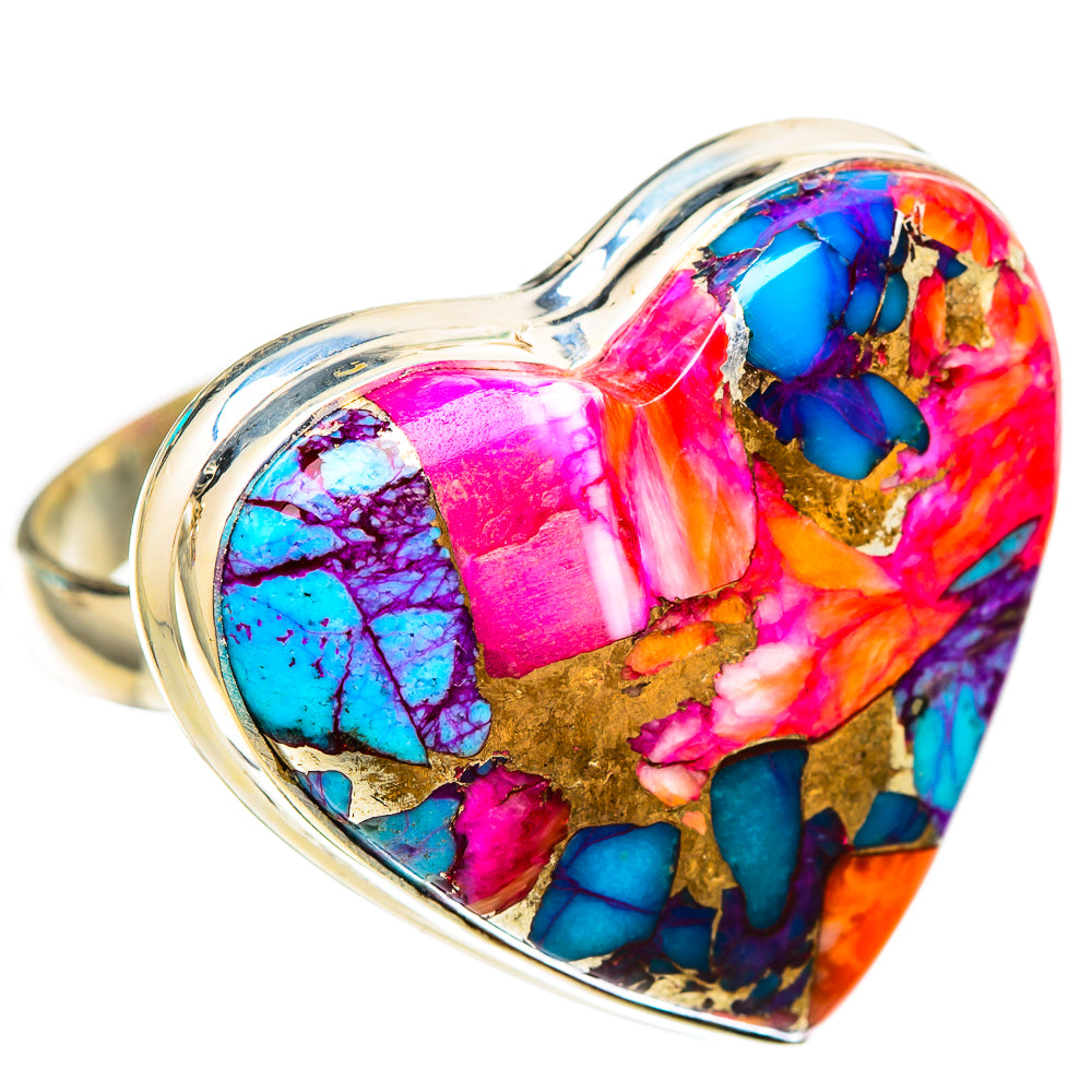 Kingman Pink Dahlia Turquoise Rings handcrafted by Ana Silver Co - RING116638 - Photo 2