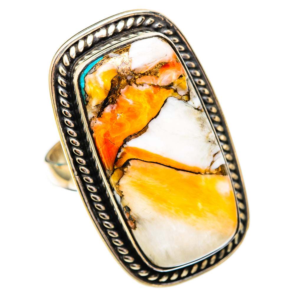 Blue Orange Copper Composite Turquoise Rings handcrafted by Ana Silver Co - RING116656 - Photo 2
