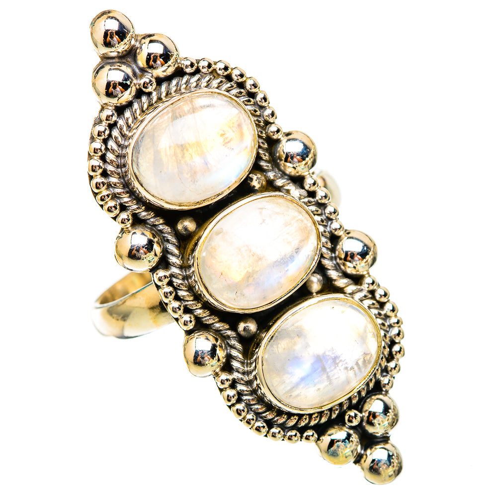 Rainbow Moonstone Rings handcrafted by Ana Silver Co - RING116701 - Photo 2