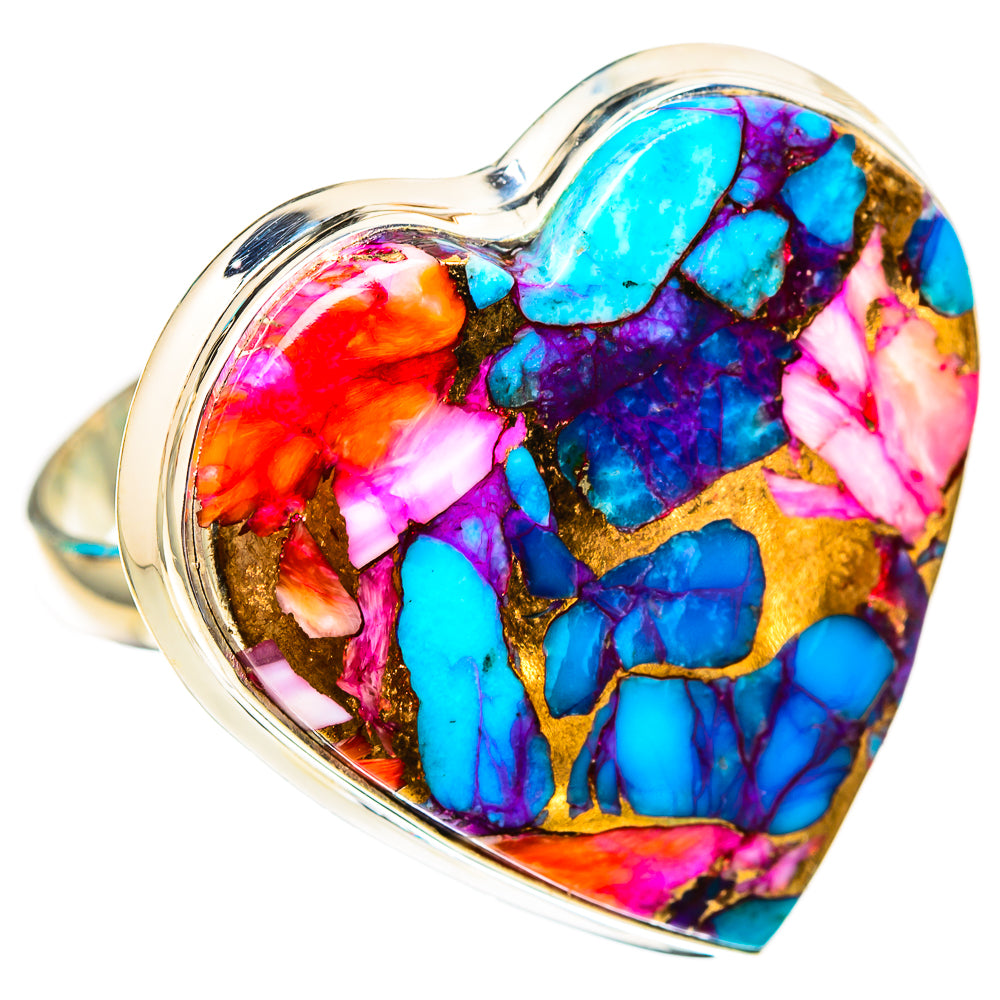 Kingman Pink Dahlia Turquoise Rings handcrafted by Ana Silver Co - RING116732 - Photo 2