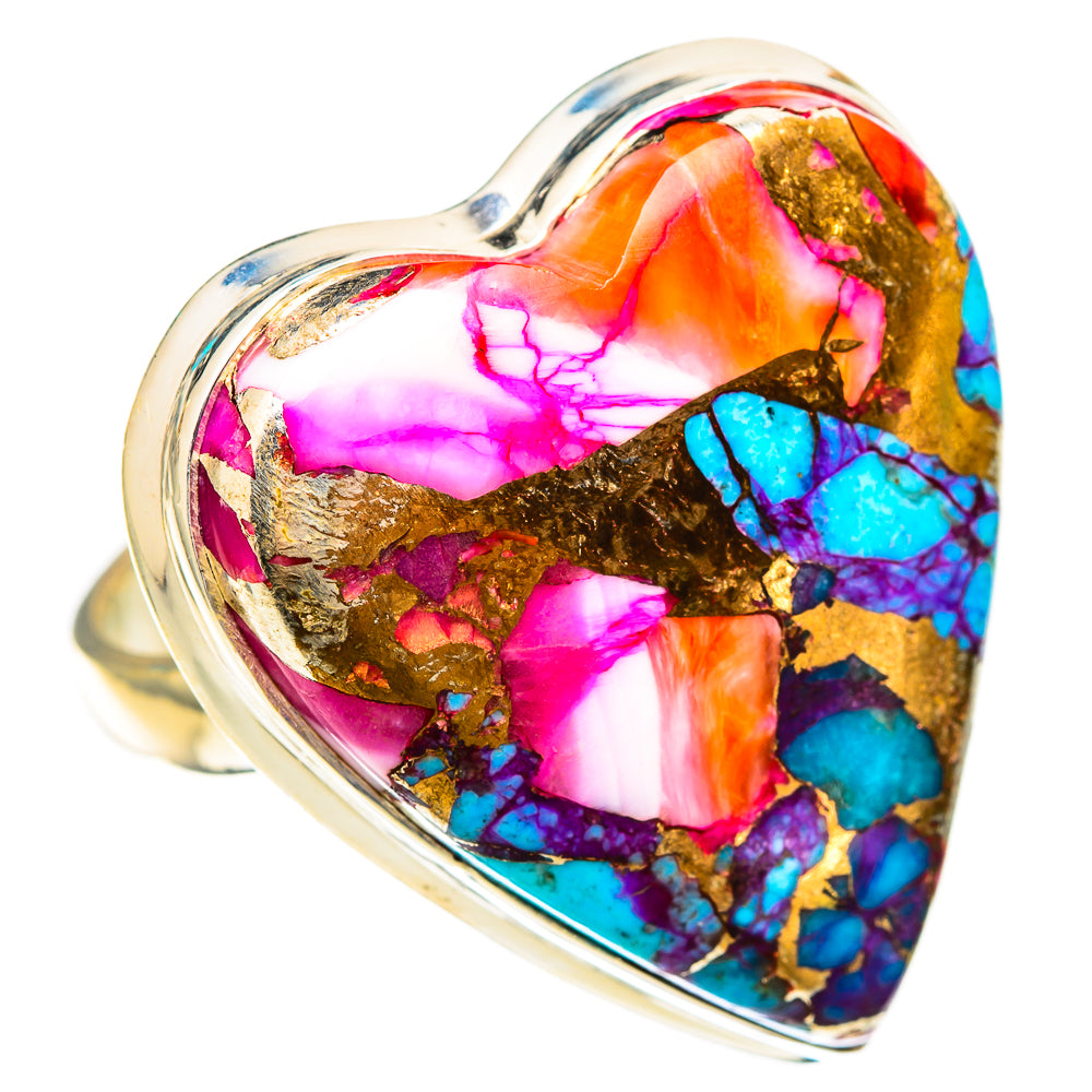 Kingman Pink Dahlia Turquoise Rings handcrafted by Ana Silver Co - RING116763 - Photo 2