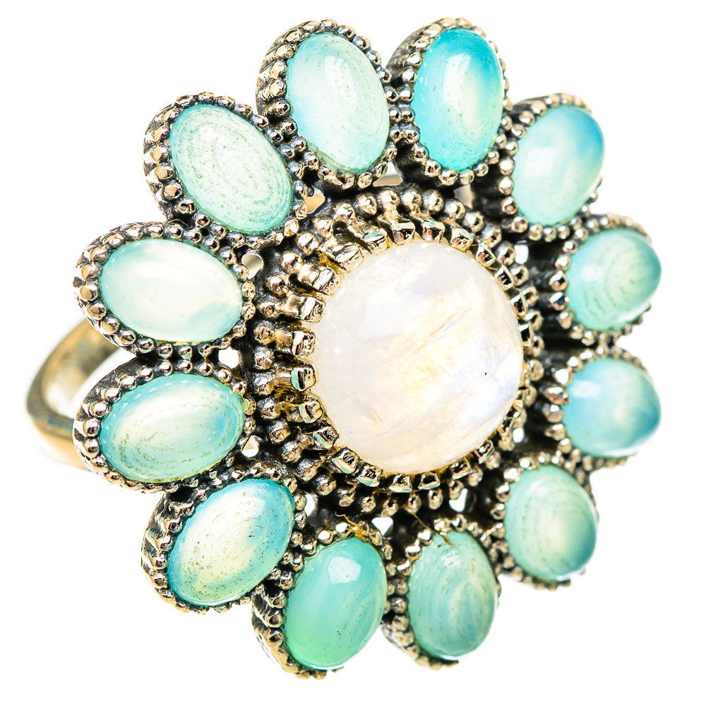 Rainbow Moonstone, Aqua Chalcedony Rings handcrafted by Ana Silver Co - RING116767 - Photo 2