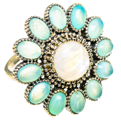 Rainbow Moonstone, Aqua Chalcedony Rings handcrafted by Ana Silver Co - RING116767 - Photo 2