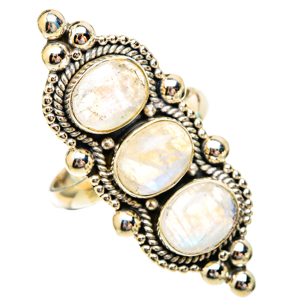 Rainbow Moonstone Rings handcrafted by Ana Silver Co - RING116786 - Photo 2