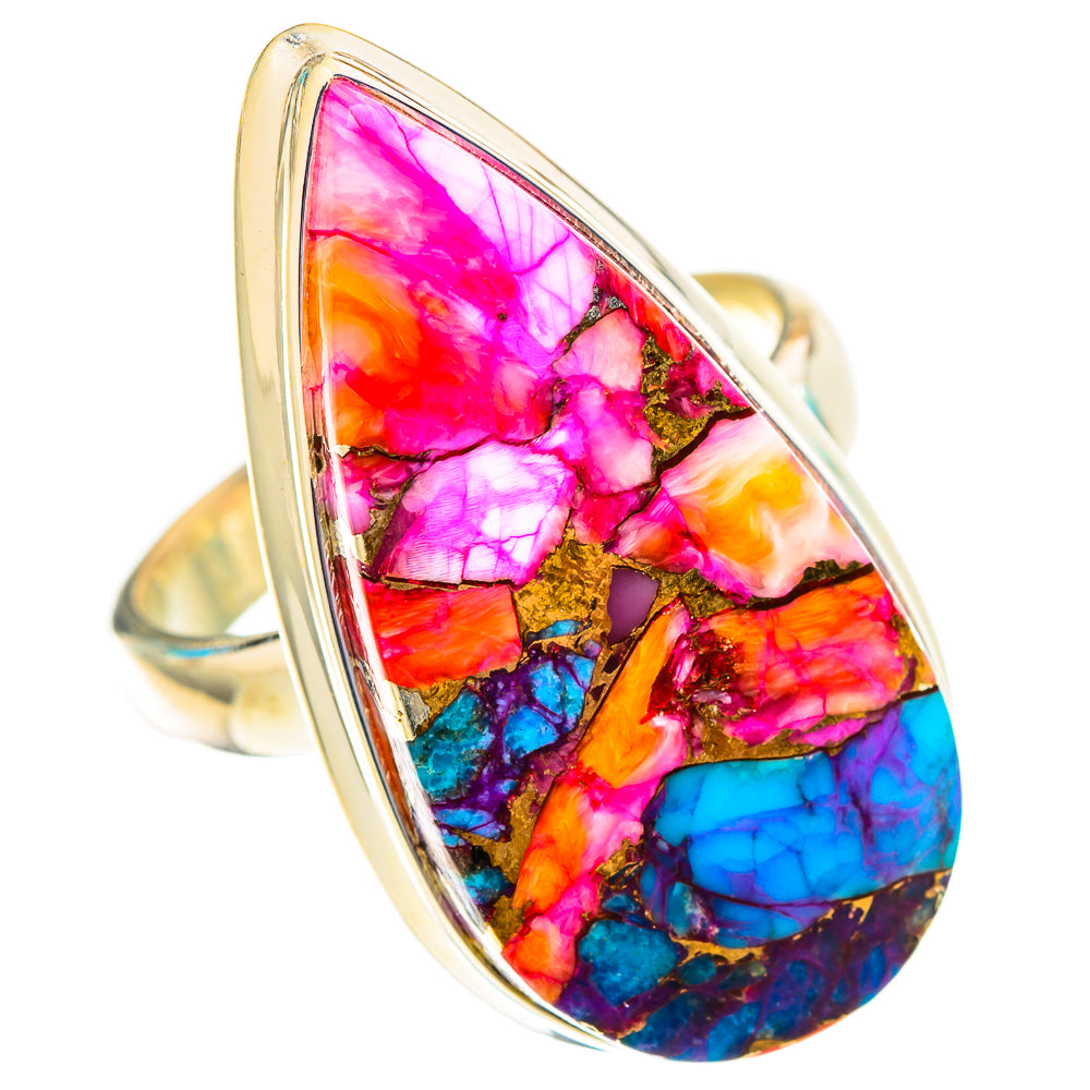 Kingman Pink Dahlia Turquoise Rings handcrafted by Ana Silver Co - RING116788 - Photo 2
