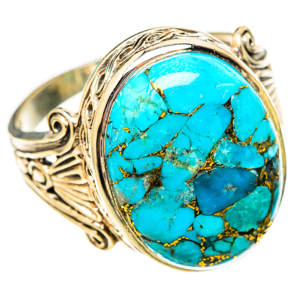 Blue Copper Composite Turquoise Rings handcrafted by Ana Silver Co - RING116797 - Photo 2