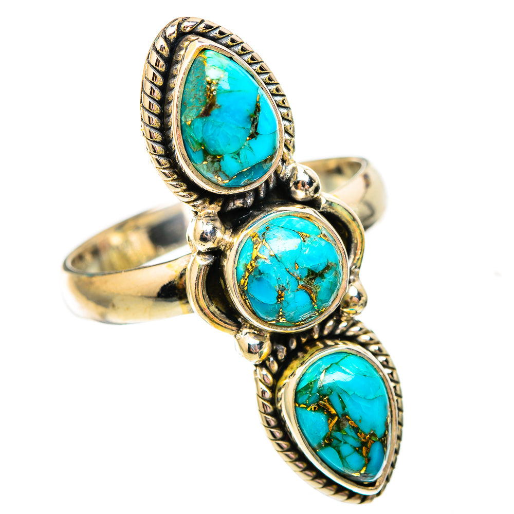 Blue Copper Composite Turquoise Rings handcrafted by Ana Silver Co - RING116807 - Photo 2
