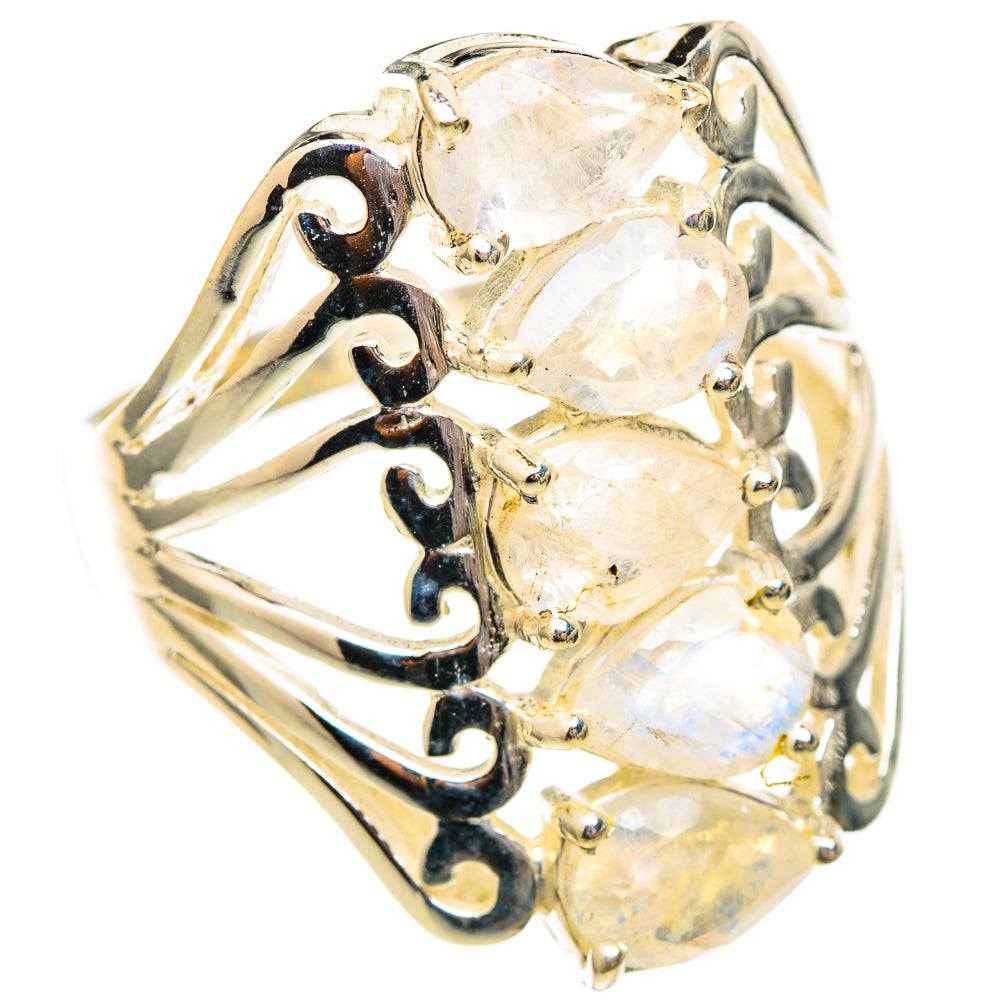 Rainbow Moonstone Rings handcrafted by Ana Silver Co - RING116831 - Photo 2