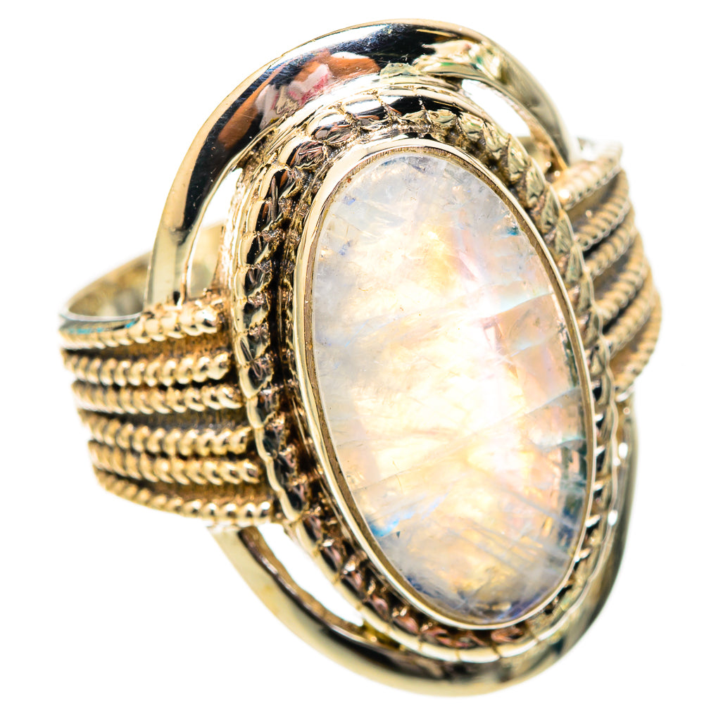Rainbow Moonstone Rings handcrafted by Ana Silver Co - RING116832 - Photo 2