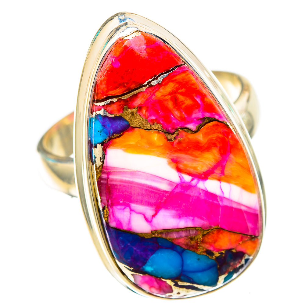Kingman Pink Dahlia Turquoise Rings handcrafted by Ana Silver Co - RING116834 - Photo 2