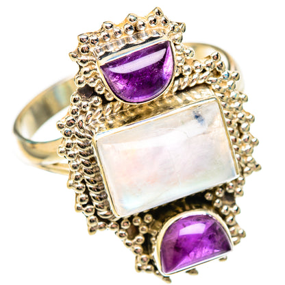 Rainbow Moonstone Rings handcrafted by Ana Silver Co - RING116860 - Photo 2