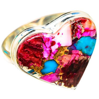 Kingman Pink Dahlia Turquoise Rings handcrafted by Ana Silver Co - RING116870 - Photo 2