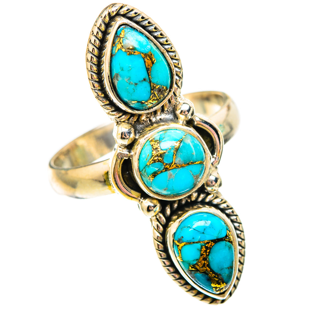 Blue Copper Composite Turquoise Rings handcrafted by Ana Silver Co - RING116875 - Photo 2
