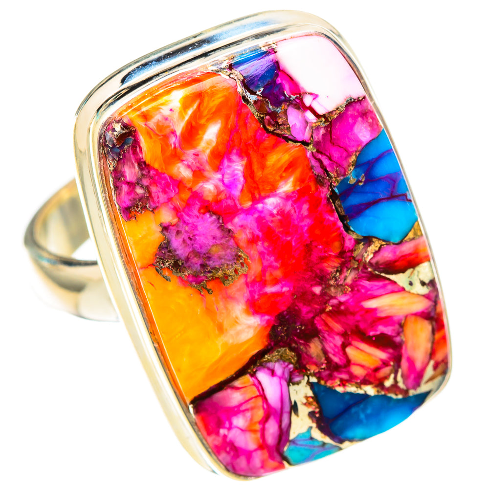 Kingman Pink Dahlia Turquoise Rings handcrafted by Ana Silver Co - RING116900 - Photo 2