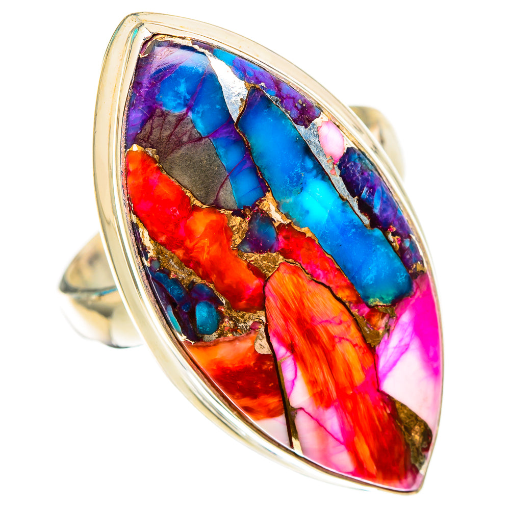 Kingman Pink Dahlia Turquoise Rings handcrafted by Ana Silver Co - RING116903 - Photo 2