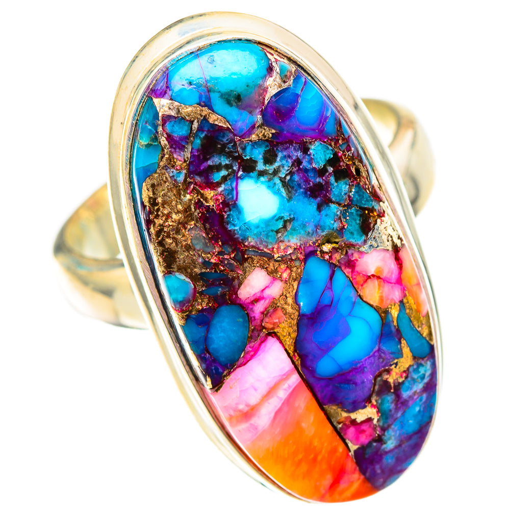 Kingman Pink Dahlia Turquoise Rings handcrafted by Ana Silver Co - RING116904 - Photo 2