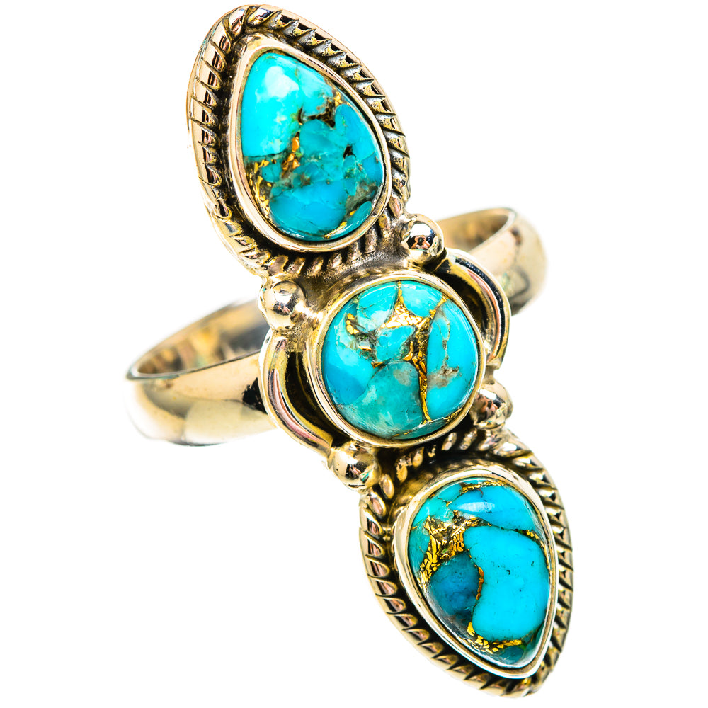 Blue Copper Composite Turquoise Rings handcrafted by Ana Silver Co - RING116908 - Photo 2