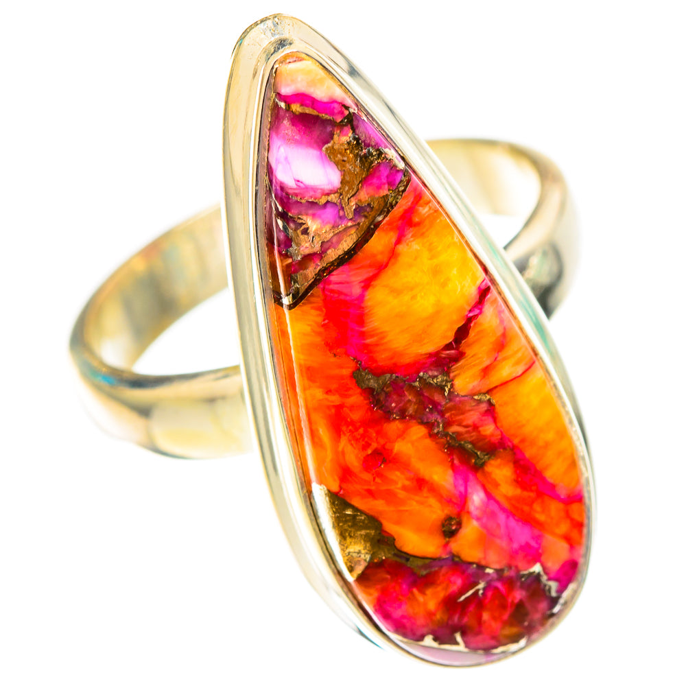 Kingman Pink Dahlia Turquoise Rings handcrafted by Ana Silver Co - RING116939 - Photo 2
