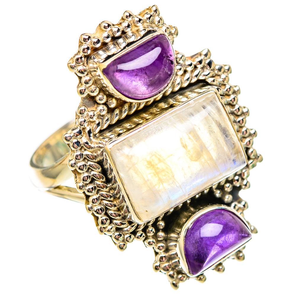 Rainbow Moonstone Rings handcrafted by Ana Silver Co - RING116960 - Photo 2