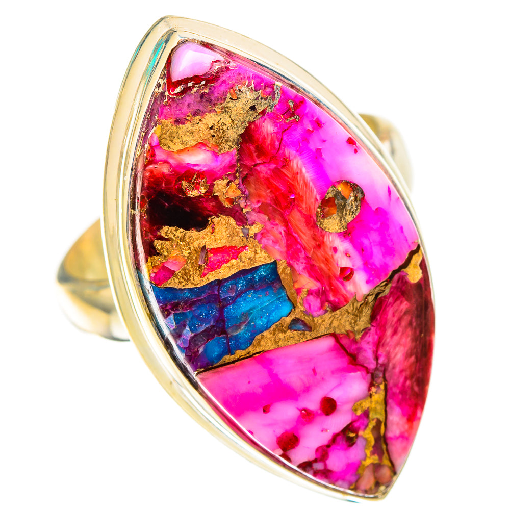 Kingman Pink Dahlia Turquoise Rings handcrafted by Ana Silver Co - RING116969 - Photo 2