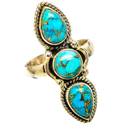 Blue Copper Composite Turquoise Rings handcrafted by Ana Silver Co - RING116975 - Photo 2